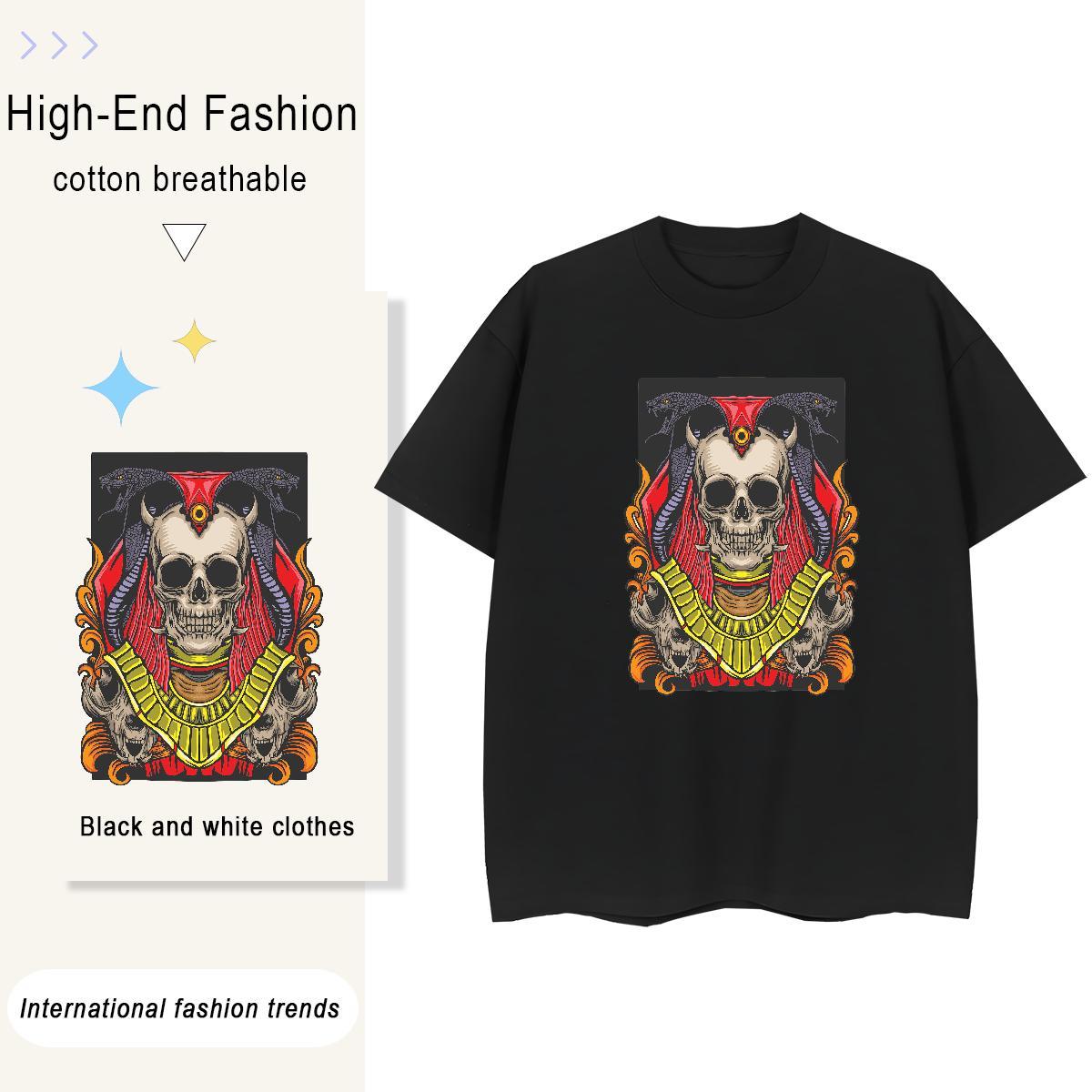 New Arrival Womens T Shirts 230g 100% Cotton Breathable Soft Casual Sport skull Tshirt for Man Woman High quality Cartoon Print Wear