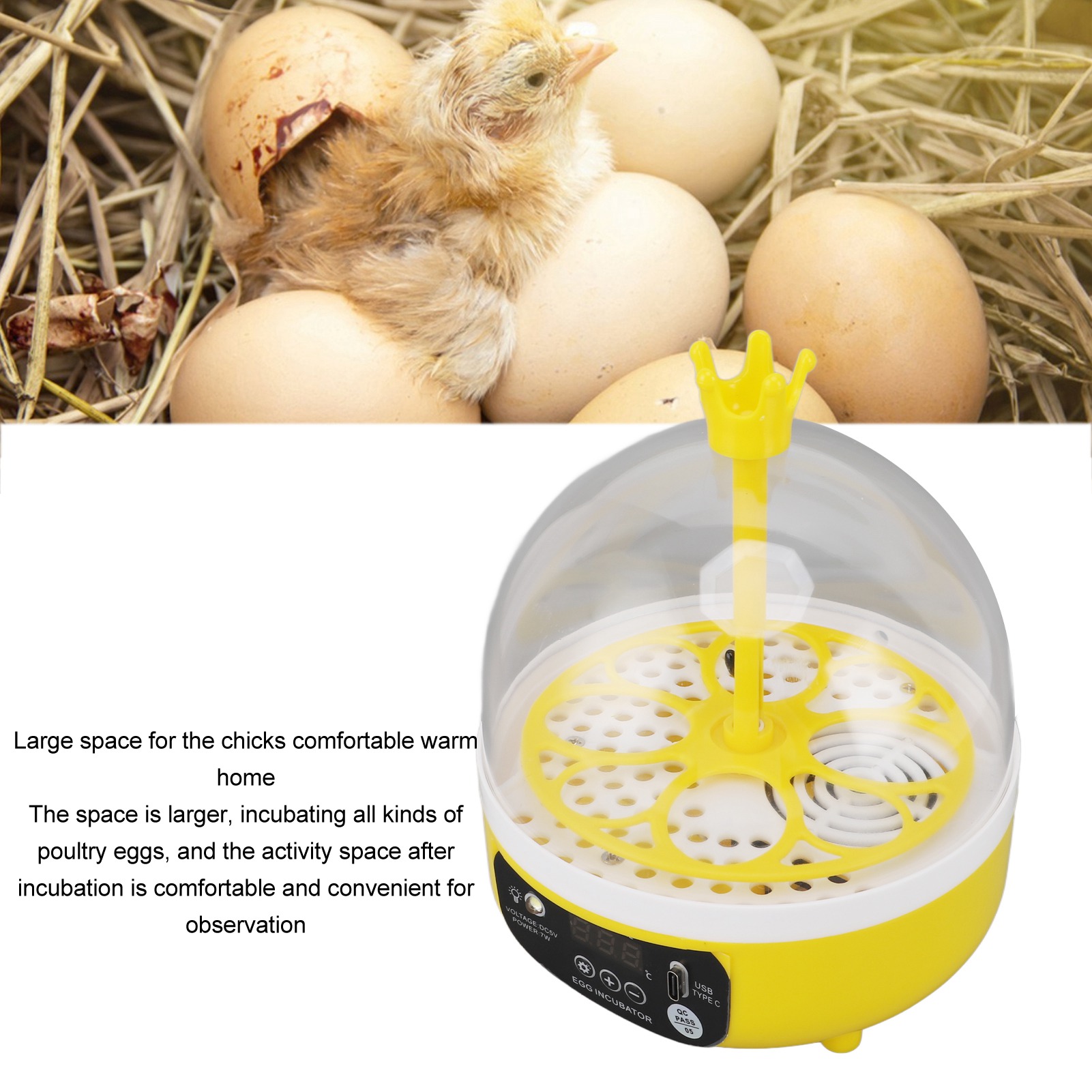 Egg Incubator for Home Automatic Temperature Humidity Control 4 Eggs Candler Poultry Hatching Machine for Chickens Ducks Pigeons