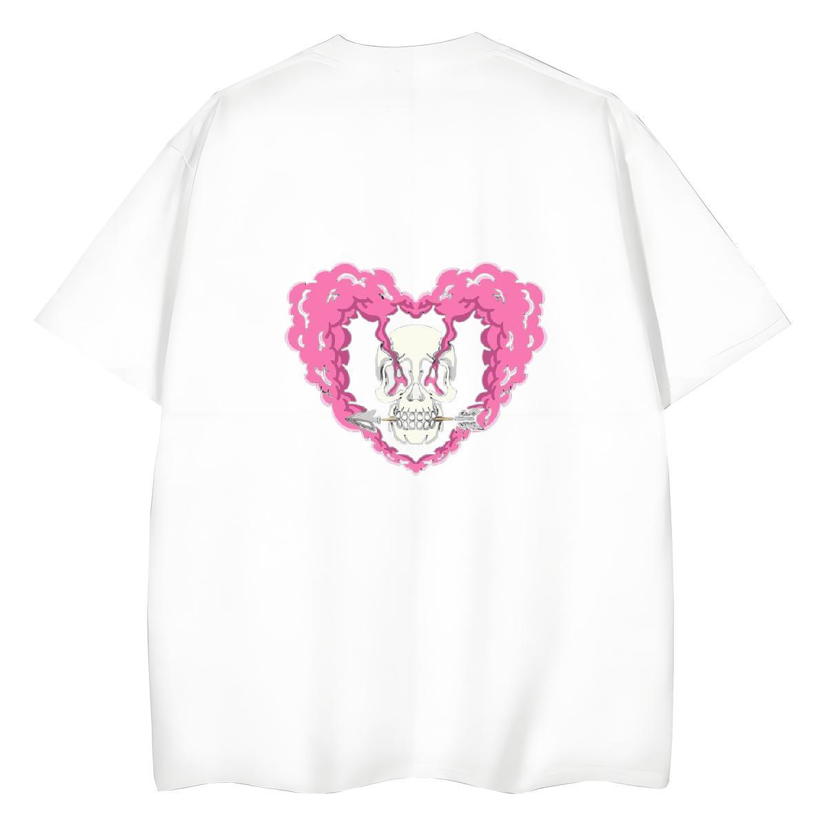 Casual New T Shirt For Woman 100% Cotton 230g O Neck Short Sleeves Sport skull Women Tshirts Female Anime Oversized Wear