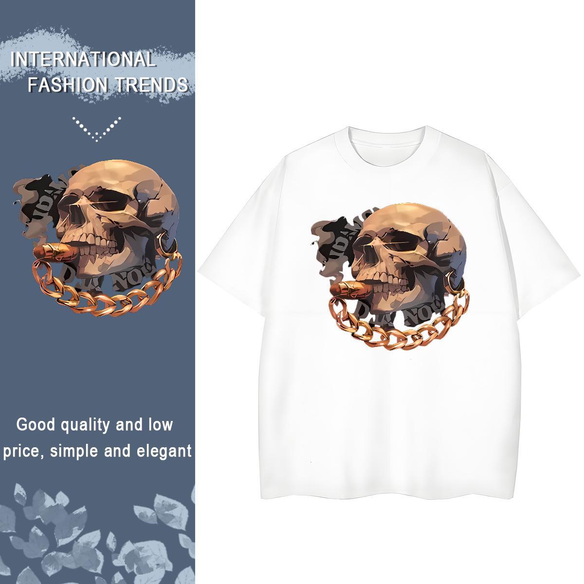 Designer T Shirts Women 230g Pure Cotton Breathable Short Sleeve Home Outdoor skull Woman Tshirt Lady Cartoon Printing L-4XL Clothings