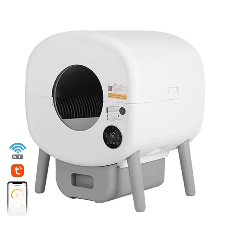Smart Cat Toilet Fully Automatic Pet Cat Litter Box Anti-splash Large Space APP Automatic Cleaning Closed Cat Litter Box