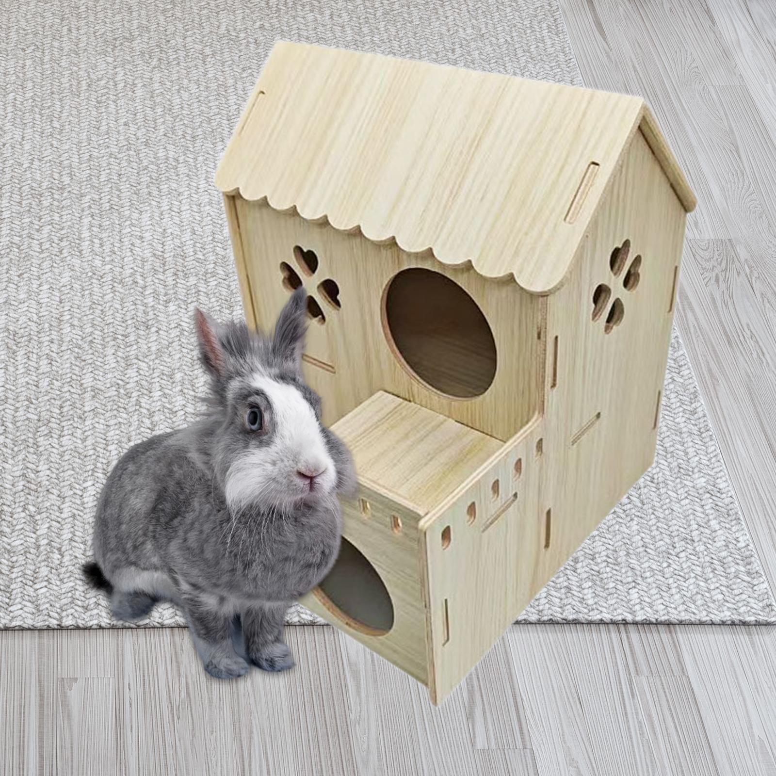 Wooden Hamster House Small Animal Hideaway Tunnel Exploring Toy Hamster Toy Thickened Portable Mice and Rat Habitat for Gerbils