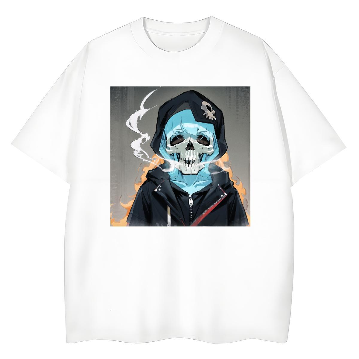 2024 Casual T shirt 230g Pure Cotton Crew Neck Sport skull Woman Tshirt Brand DIY Anime Tops Tees
