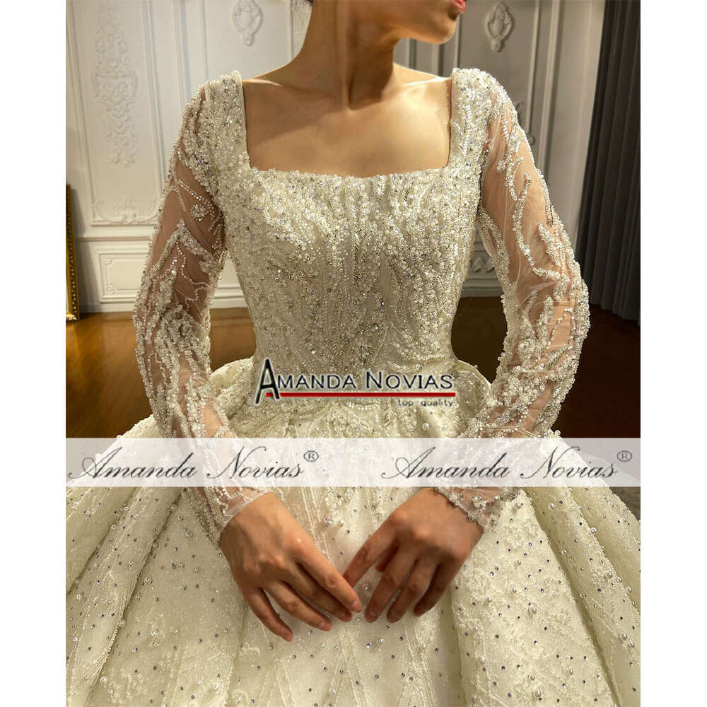sy Long Train Wedding Dress Long Sleeves Bridal Dress