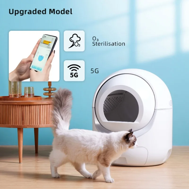 Fully Automatic Pet Cat Litter Box Large Space Anti-splash Smart Cat Litter Box 5G WIFI Remote Control Closed Cat Toilet