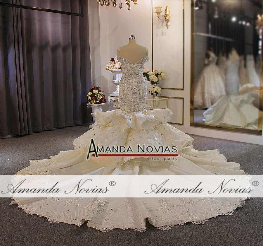 New Style Beaded Mermaid Wedding Dresses with detachable train