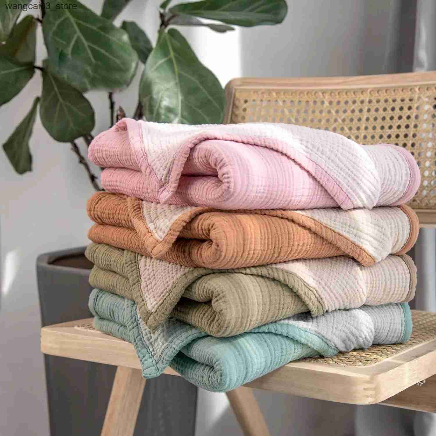 Blankets Swaddling 4 Layer Muslin Swaddle Blankets Newborn Baby Blanket For Boys Girls Cotton Gauze Soft Infant Wrap Toddler Bath Towel Baby Stuff L24