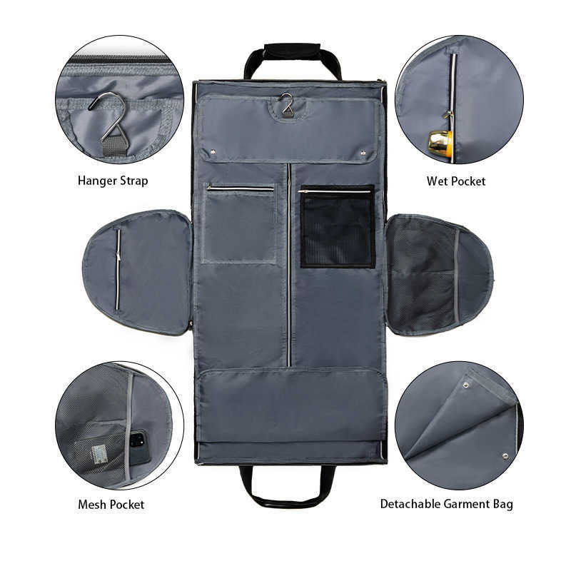 Travel suit bag convertible clothing bag durable folding storage hanging pocket can be slung over and turned 241015