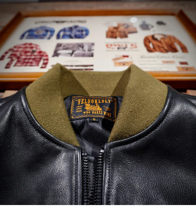 Classic MA1 flight suit jacket water dyed denim leather short motorcycle baseball topquality genuine product 241011