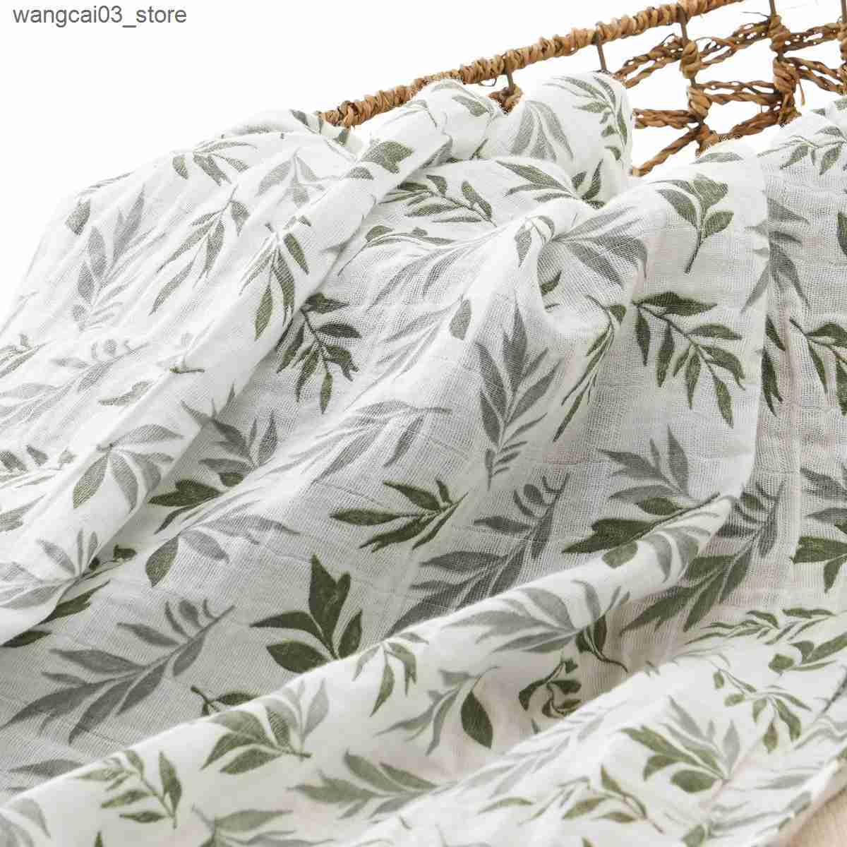 Blankets Swaddling 100% Cotton 120*110cm 2 Layers Newborn Baby Bath Towel Wrap Muslin Swaddle Blankets L240910