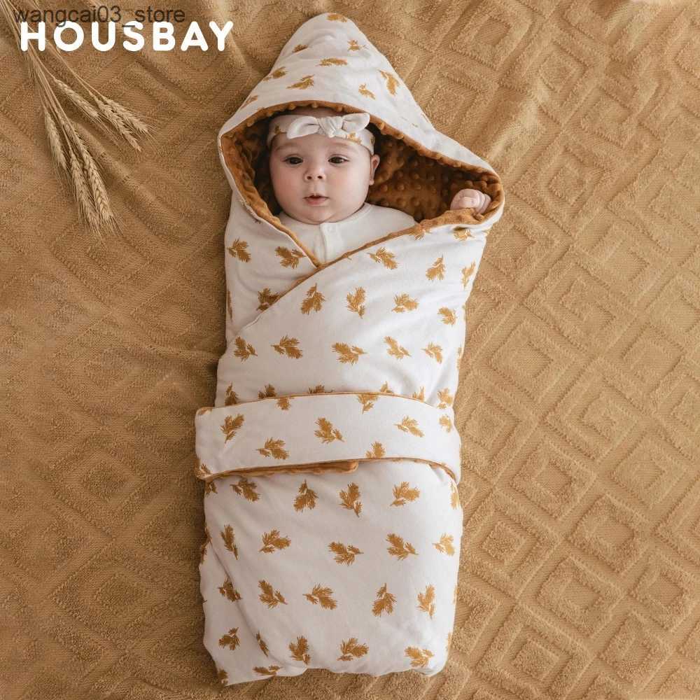 Blankets Swaddling Baby Swaddle Envelope For Discharge Winter Thicker Newborn Sleep Sack Wrap With Hat Prevent Cold Swaddle Blanket Baby Cocoon L24091