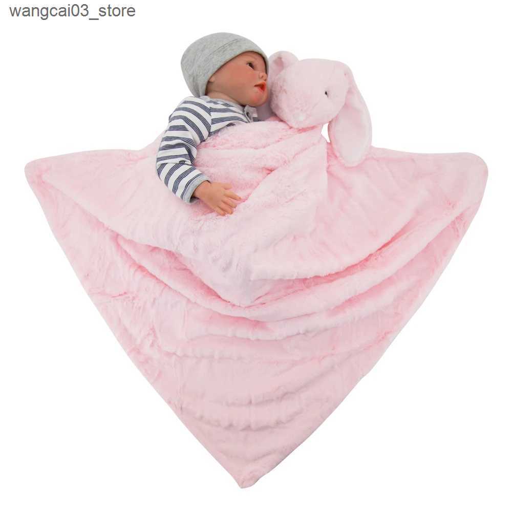 Blankets Swaddling Baby Blanket New Thicken Double Layer Plush Infant Swaddle Wrap Pink Rabbit Toy Newborn Baby Bedding Children Blanket Bebe Duvet L2