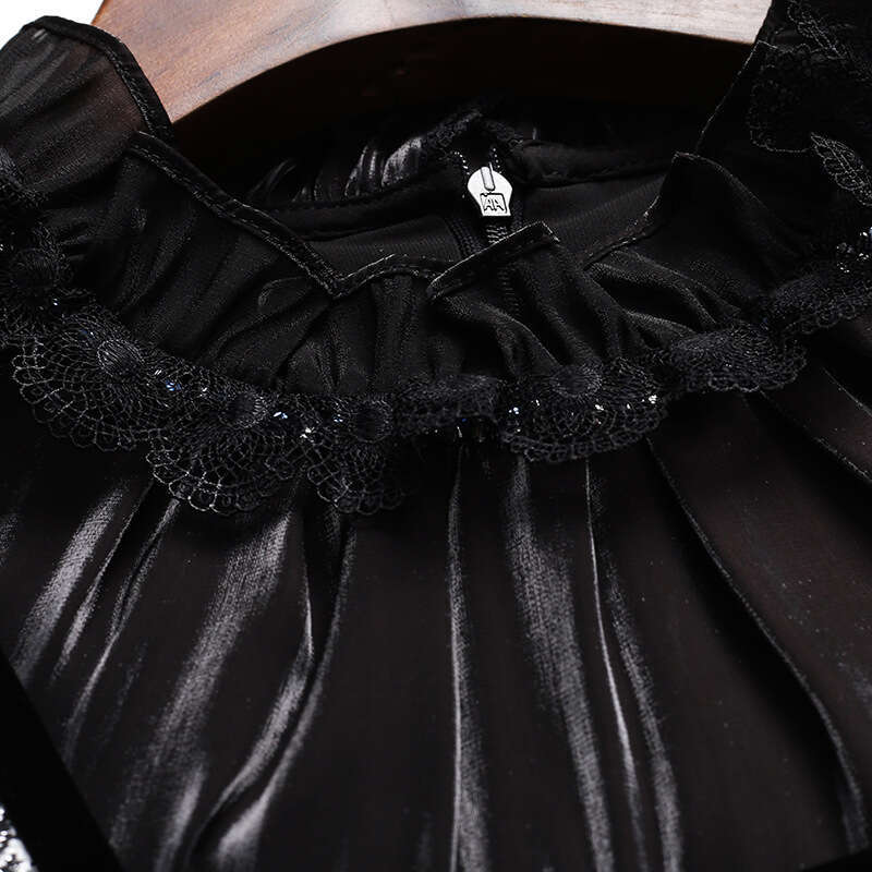 French Dress 2024 Autumn New Style High end Wood Ear Standing Collar Nail Bead Temperament Bag Hip Skirt