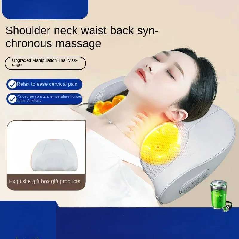 Multi functional pillow kneading hot compression household waist back neck shoulder and neck massager W240819
