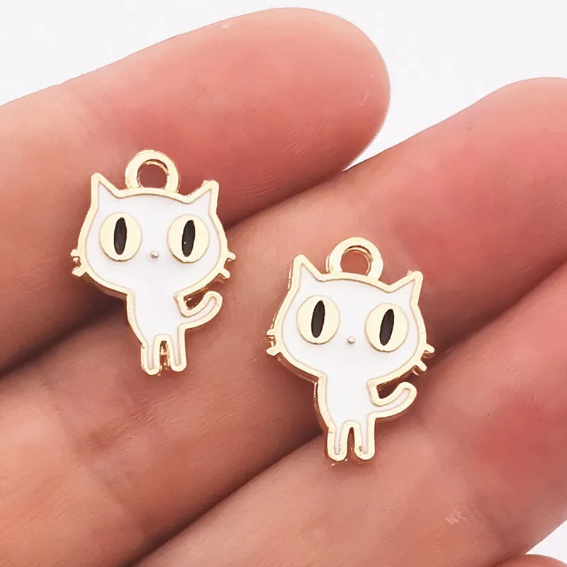 10pcs 19x14mm Enamel Cat Charm for Jewelry Making Fashion Earring Pendant Bracelet Necklace Accessories Diy Craft Findings 241010