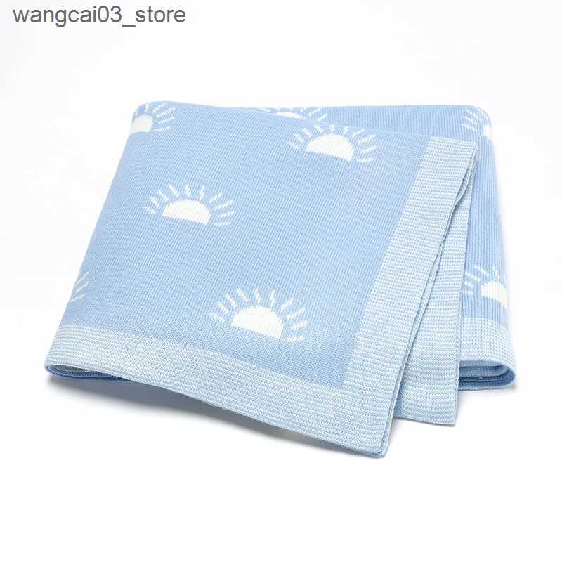 Blankets Swaddling Infant Baby Blankets Knit Newborn Kids Bedding Plaid 90*70CM Quilt Cute Sun Toddler Girl Boy Stroller Swaddling Soft Breathable L24