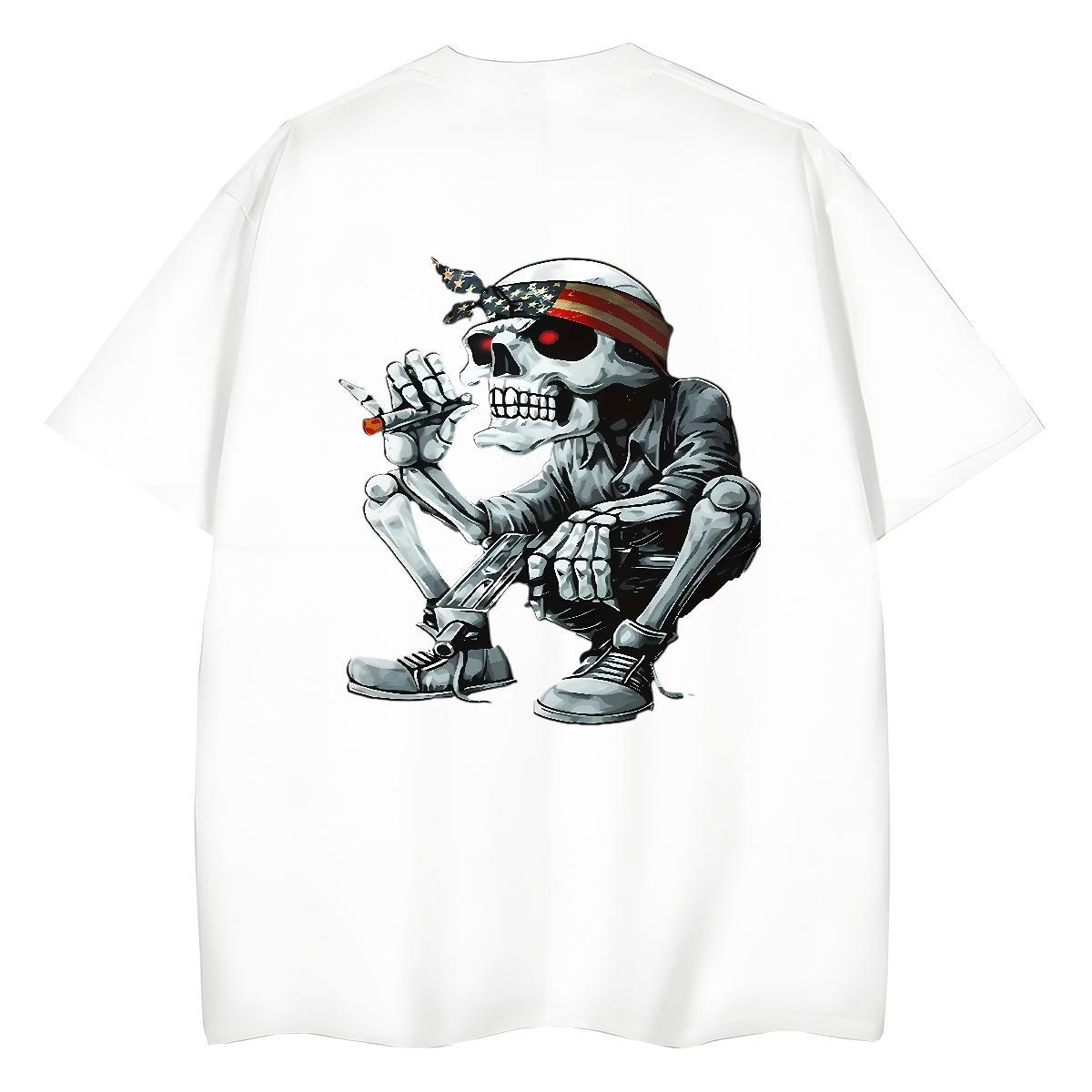 2024 DIY T-Shirts for Women 230g Pure Cotton Breathable Short Sleeve Daily Wear skull Tshirt for Man Woman Designer Custom Printing Clothes