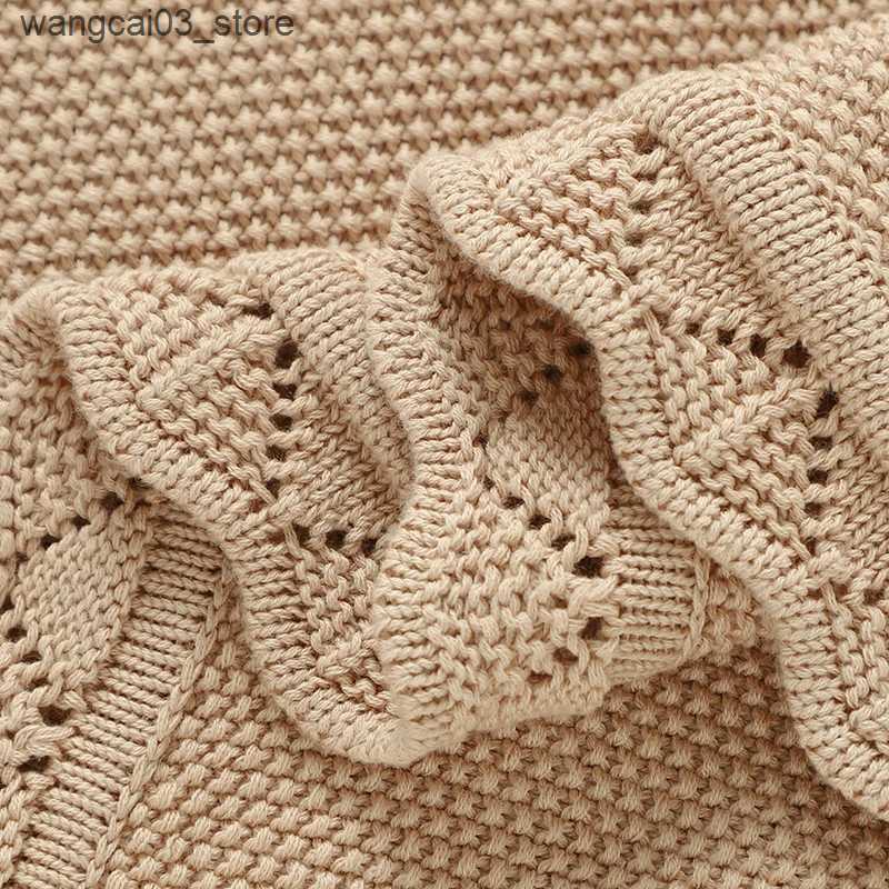 Blankets Swaddling Baby Blankets Cotton Knitted Newborn Boy Girl Bedding Quilt 100*80CM Infant Stroller Swaddle Super Soft Fashion Ruffles Wrapping L2