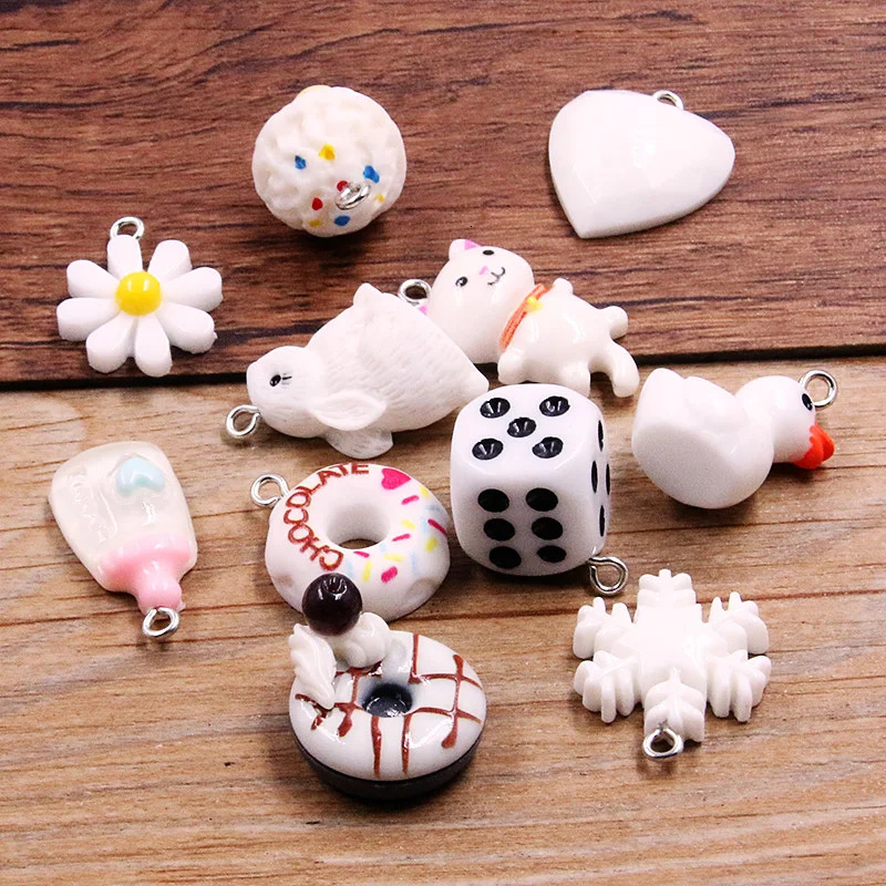 10Pcs 8 Color Mix Fruit Animals Flowers Sieve Resin Earring Charms Diy Findings Keychain Bracelets Pendant For Jewelry Making 241010