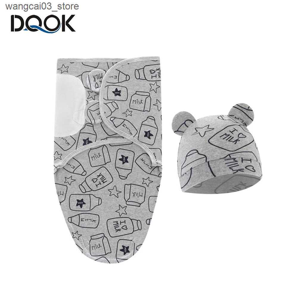 Blankets Swaddling 100% Organic Cotton Baby Swaddle Blanket Swaddle Wrap Hat Set for Infant Adjustable Newborn Swaddle Baby Swaddle for 0-3 Month L240