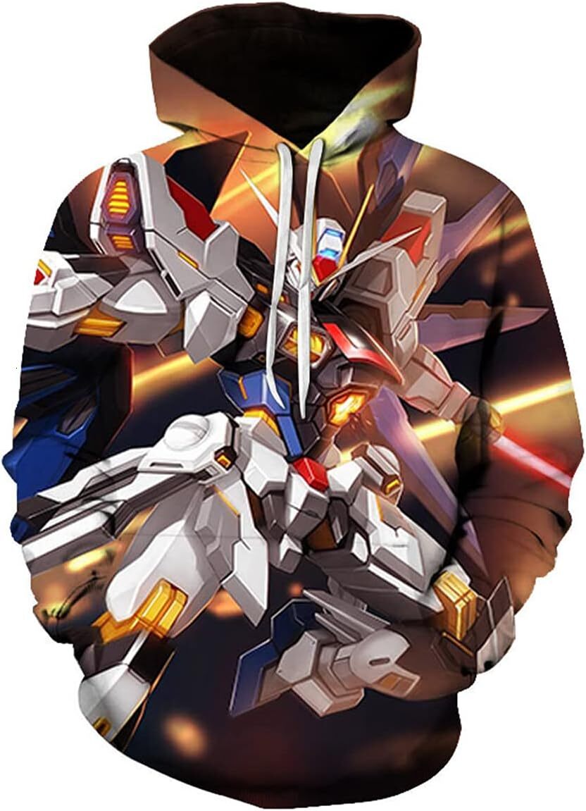 Hoodie for Mens Womens Men Women Anime Gundam 3D Print Pullover Hoodie Sweatshirt with Front Pocket Graphic trend