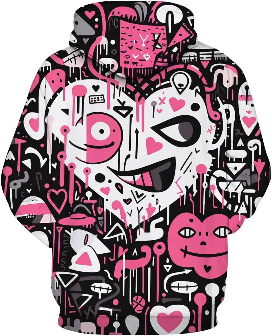 Hoodie for Mens Womens Men Woman Graffiti Hoodies Novelty Print Hoodie Fashion Funny Hip-Hop Graphic HoodiesLong Sleeve