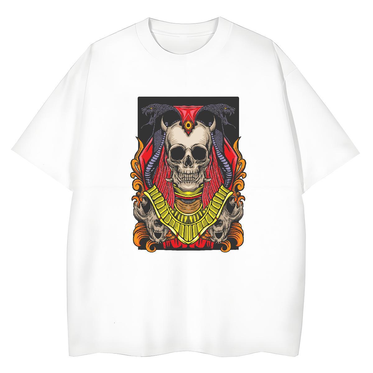 New Arrival Womens T Shirts 230g 100% Cotton Breathable Soft Casual Sport skull Tshirt for Man Woman High quality Cartoon Print Wear