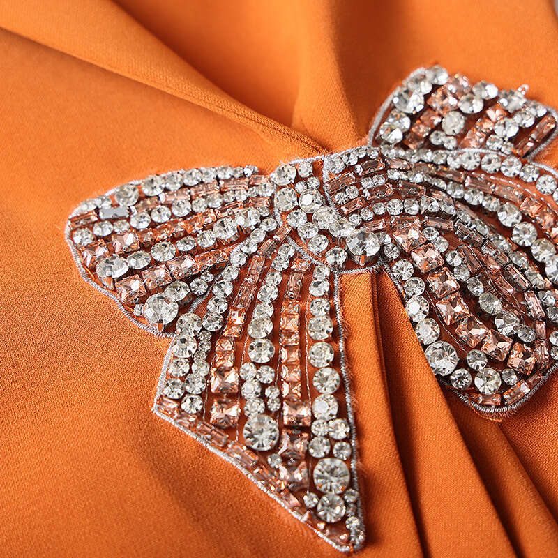 autumn new dress 2024 formal occasion suit collar nail diamond waist slimming long fish tail skirt