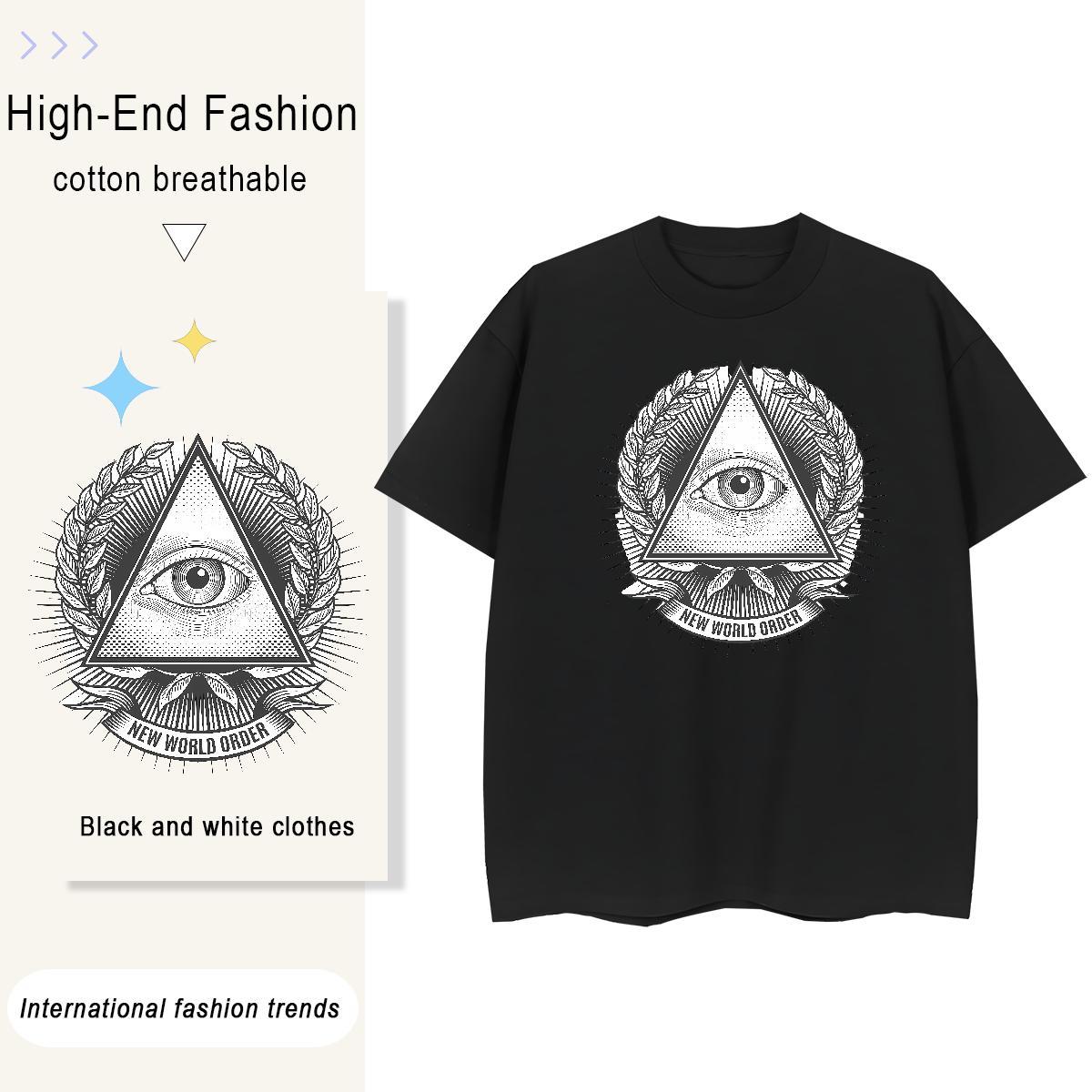 Classic Womens T Shirts 230g Pure Cotton Crew Neck Summer Casual eye of the devil Tshirt for Man Woman High quality Plus Size Cartoon Top Shirts