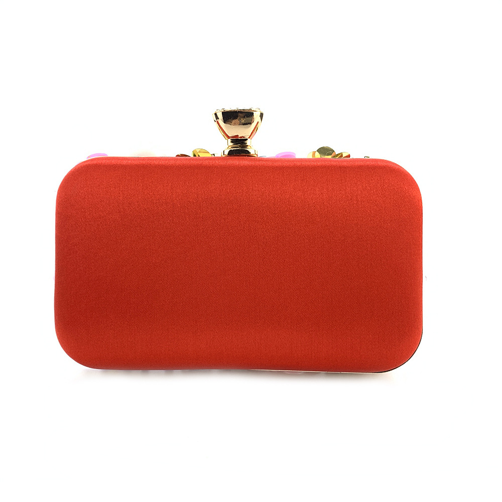 new designer bag Colorful Flower Clutch Purse for Women Floral Evening Clutch Flower Handbag with Metal Rhinestones Women Clutches Chain Strap Shoulde