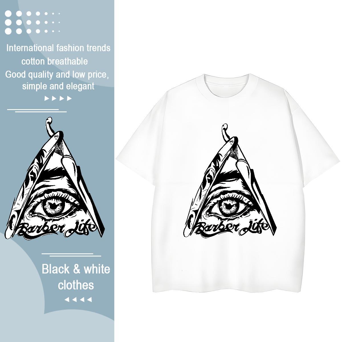 DIY T-Shirts 230g Cotton Breathable Crew Neck Summer Casual eye of the devil Tshirt for Man Woman Loose White Plus Size Clothes Shirt