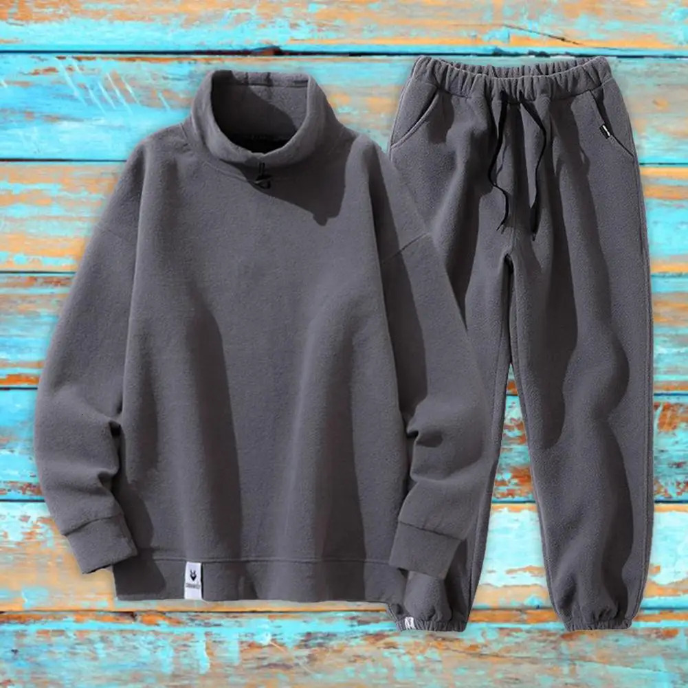 Mens fashion trend warm and casual sportswear mens pants 2piece set comfortable wool jogging 241008