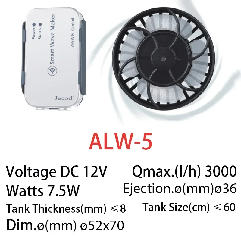 Jebao Jecod Upgraded ALW Series WIFI Smart Wave Maker Broad Flow Style Reef Fish Aquarium Powerhead Pump ALW-5 10 20 30