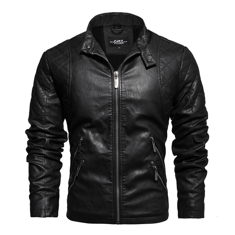 2024 New Men Plus Fleece Autumn And Winter Leather Jacket Wash Men's Coat