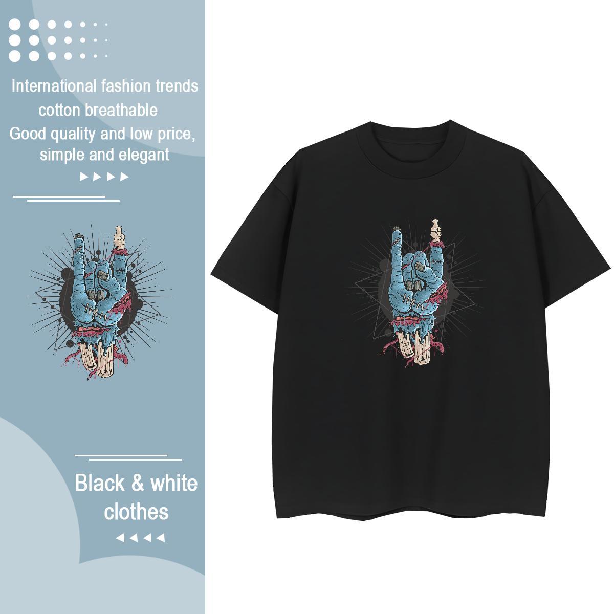 Fashion New Woman T Shirts 230g Cotton Breathable Crew Neck Casual skull Lady T shirt Unisex Anime Polos