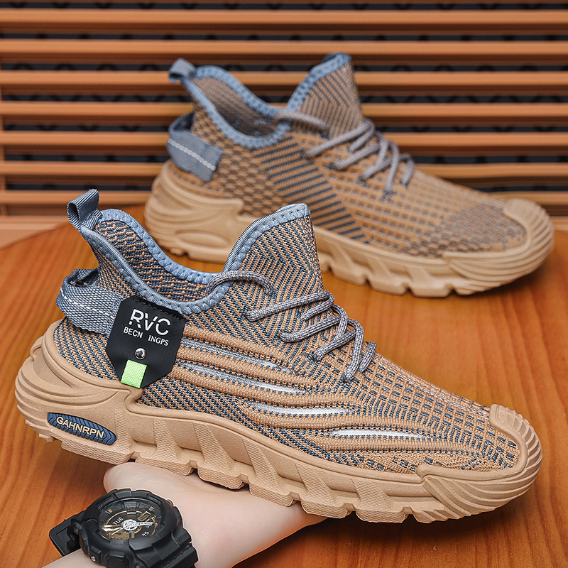 New Breathable Flyknit Mesh Dad Summer Fashion Casual Men's Student Lightweight Running and Sports Shoes