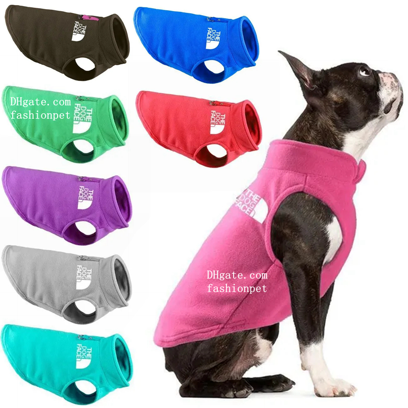 Soft Warm Fleece Dog Vest, Designer Dog Apparel The Dog Face Pet Winter Coats for Small Medium Dogs Puppy Pullover Fleece Jacket with Leash Ring Blue 
