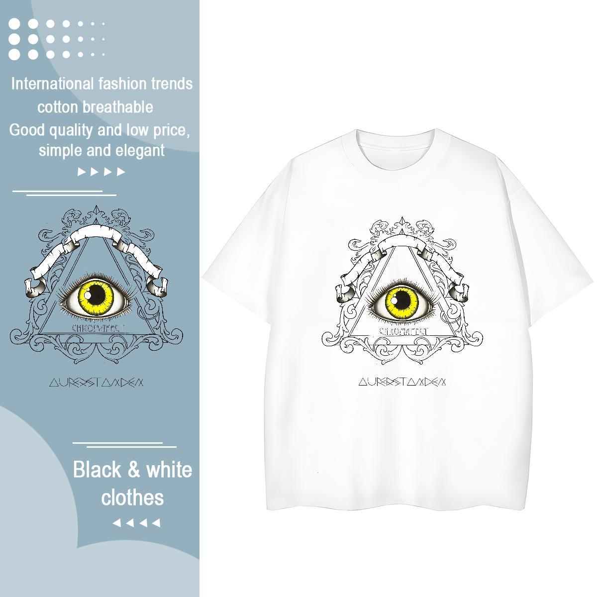 Custom T-Shirts for Women 230g Pure Cotton O-Neck Short Sleeve Spring Summer eye of the devil Women Tees Designer Nice Black White Top Tees