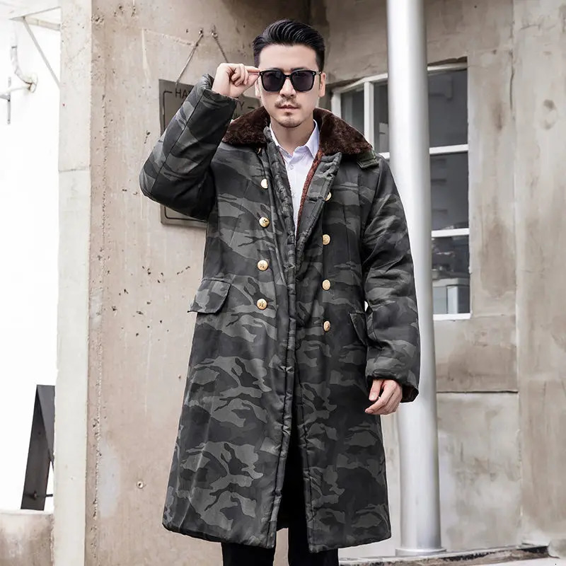 Men Winter Heavy Jacket Padding Long Overcoat Heated Hooded Fleeced Clothing Cold Proof Waterproof Labor Thick Camouflage Parkas 241010