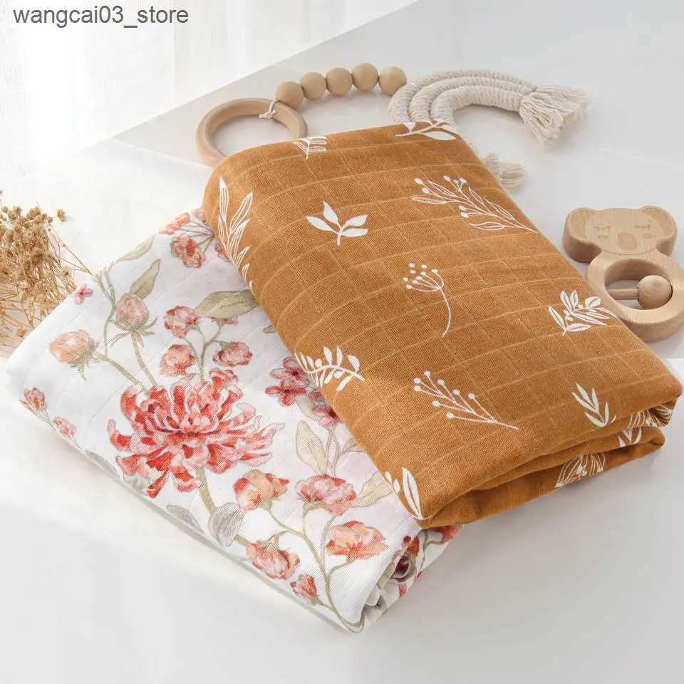 Blankets Swaddling Baby Blankets Newborn Bamboo Muslin Blanket 2 Layers Swaddle Blanket Organic Cotton New Born Receiving Blanket L240910