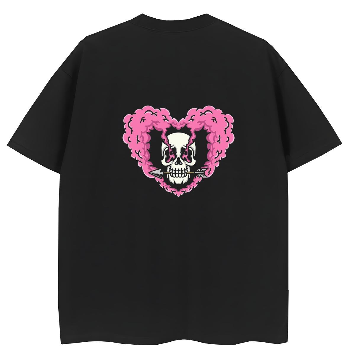 Casual New T Shirt For Woman 100% Cotton 230g O Neck Short Sleeves Sport skull Women Tshirts Female Anime Oversized Wear
