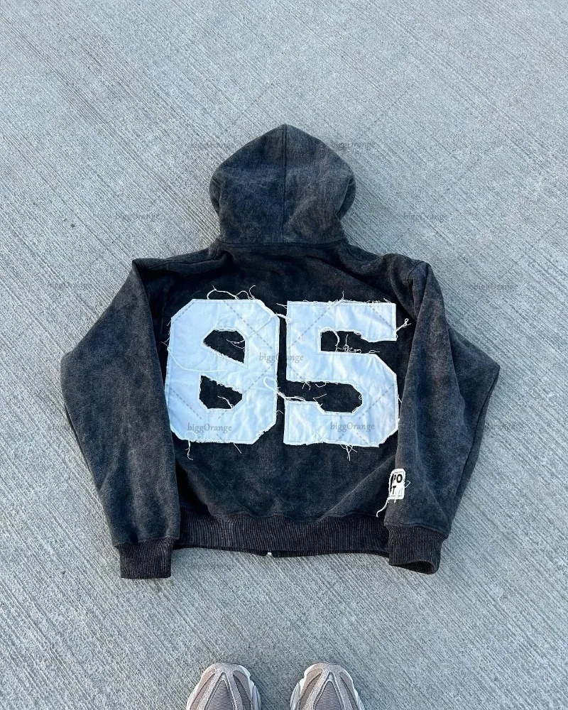 High Street jacket Harajuku casual clothing fashion Super Dalian hoodie retro letter embroidery zipper sports shirt for men 241011