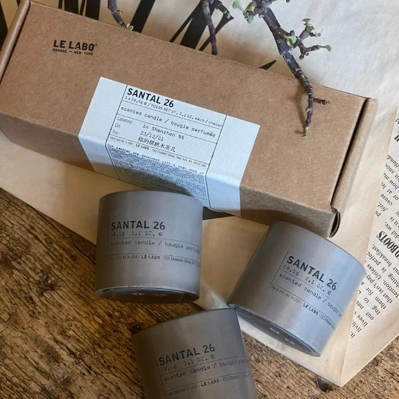 Candles 3pcs Laboratory Mini Concrete Scented Candle Set Delicate Sandalwood No. 26 Taste Aromatherapy Industrial Trend Gift w250411
