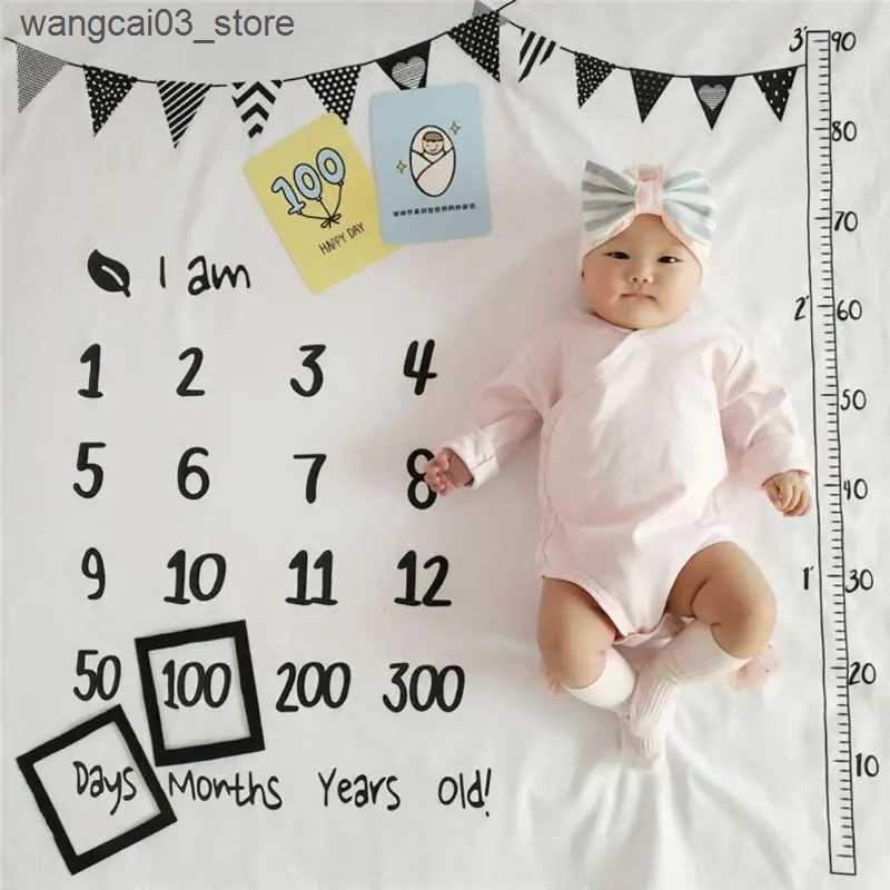Blankets Swaddling 100x100cm Baby Milestone Blankets Muslin Newborn Photography Background Props Infant Swaddle Wrap Bed Quilt Kids Bath Towel L240910