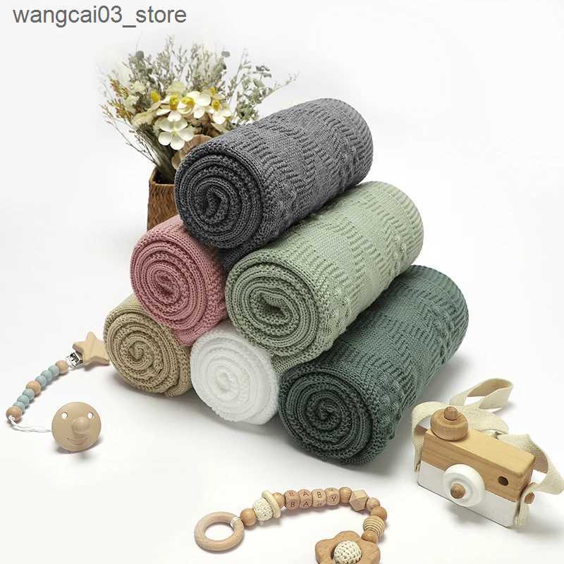 Blankets Swaddling Newborn Baby Blankets Knit Sleepsack Breathable Infant Girls Boys Bedding Solid Quilt Stroller Swaddle Soft Covers 90*70CM Plaid L2