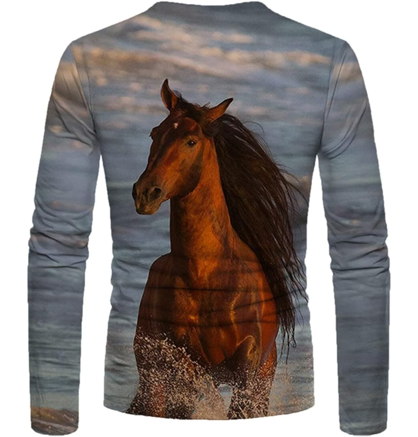 Long Sleeve Shirts for Men sweatshirt Men's Daily Tops 3D Horse Printed Tshirt Long Sleeve Crewneck Lightweight Pullover Casual Animal Graphic co