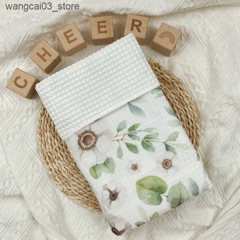 Blankets Swaddling Muslin Baby Bedding Swaddle Blanket Baby Blanket Newborn Gauze Infant Waffle Cotton Recieving Blankets Print Abies Accessories L240