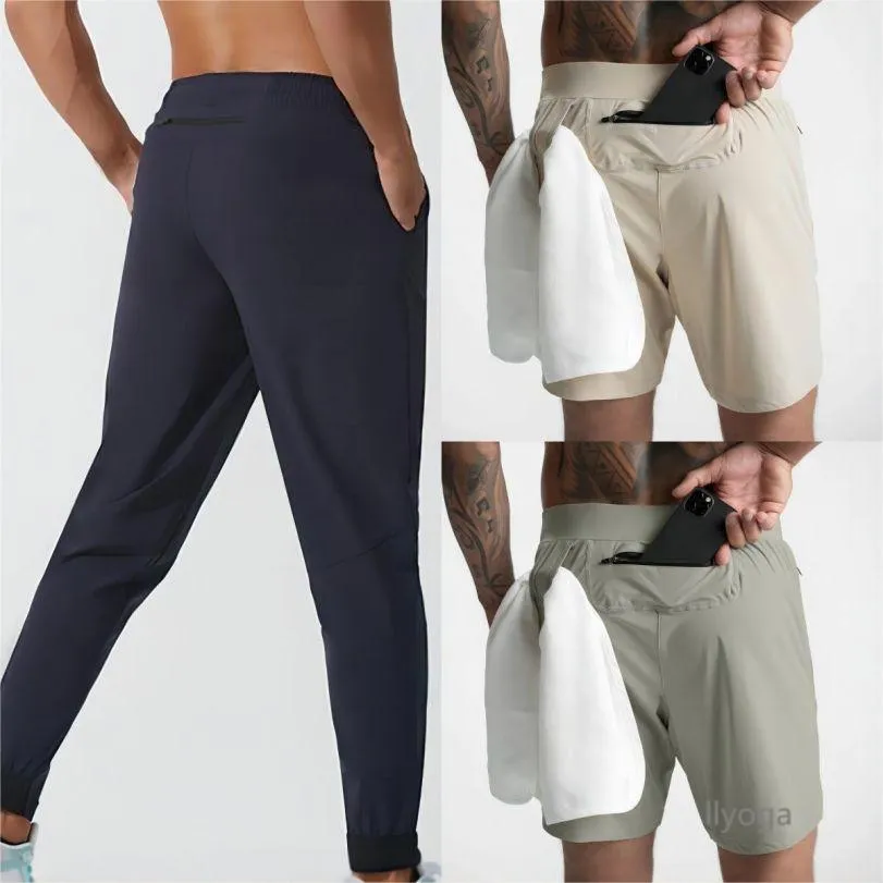 top Men Yoga Yoga Outfit gym sports pants shorts Jogger Long short Pants Sport Quick Dry Drawstring Gym Pockets Sweatpants Trousers Mens Casual Elastic Waist fitness