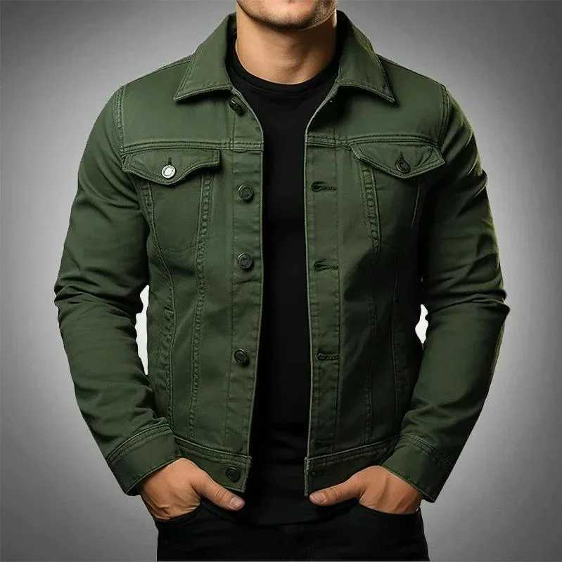 Mens fashionable casual jacket washed denim top autumn loose large denim jacket mens jacket W241011