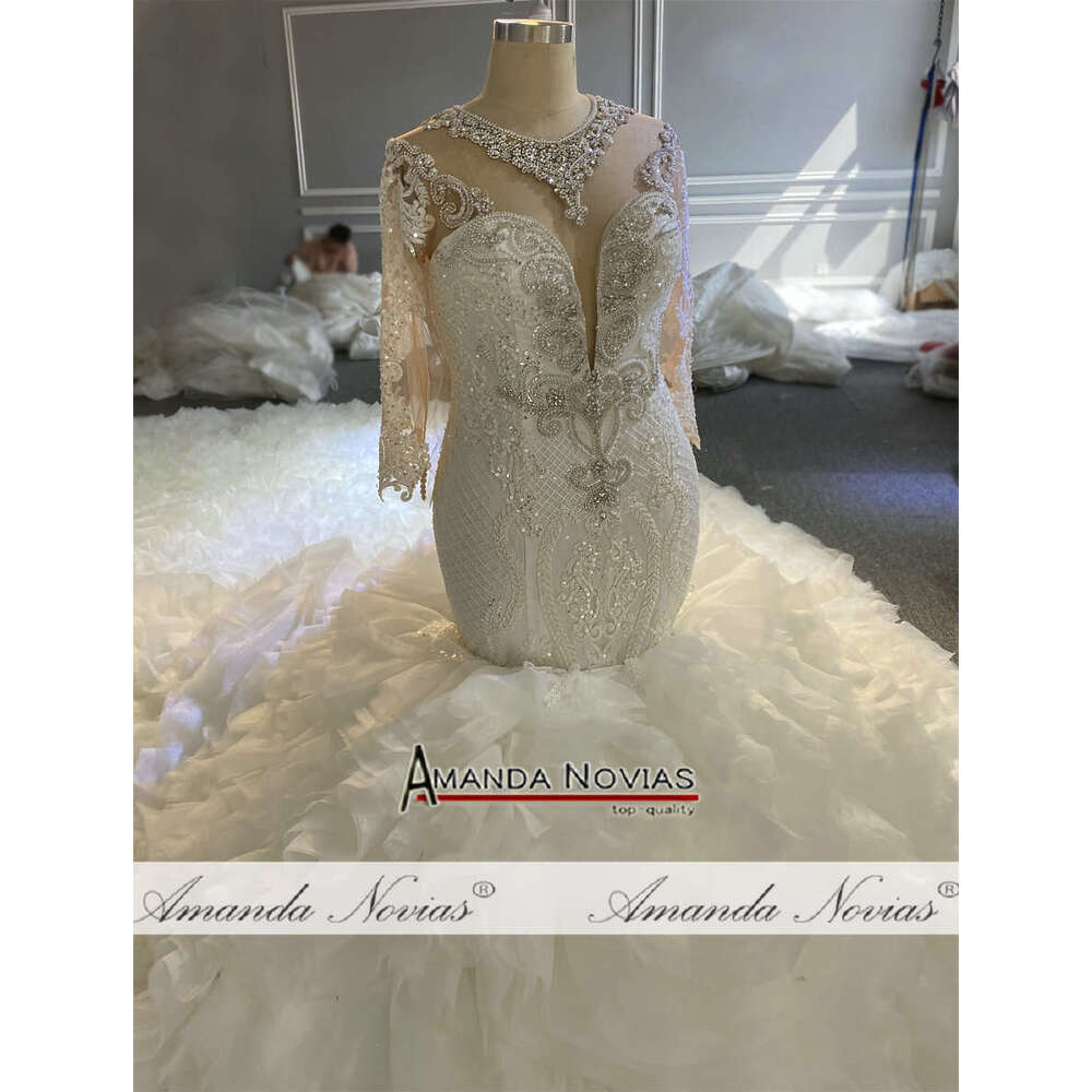 Africa Bridals Long Sleeve Ruffle 2 in 1 Mermaid Wedding Dress
